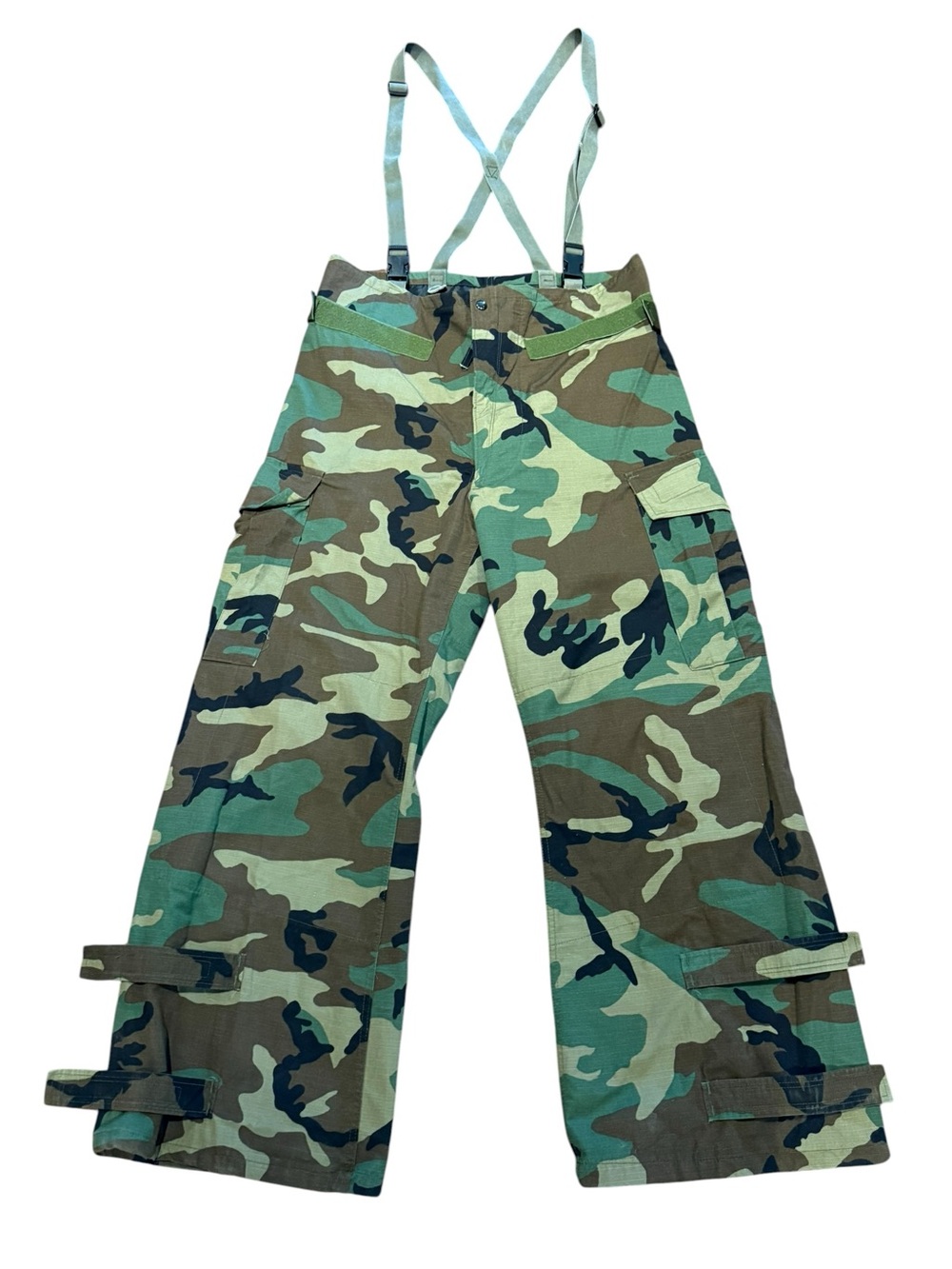 Genuine Military Camouflage Cargo Pants Adjustable Suspenders - Medium Regular